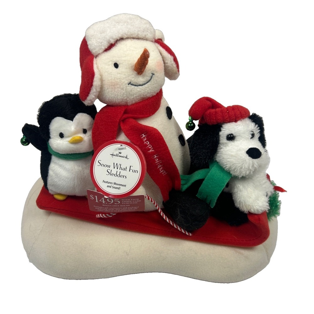 Hallmark Jingle Pals Snow What Fun Sledders Animated Singing Plush Snowman 2007